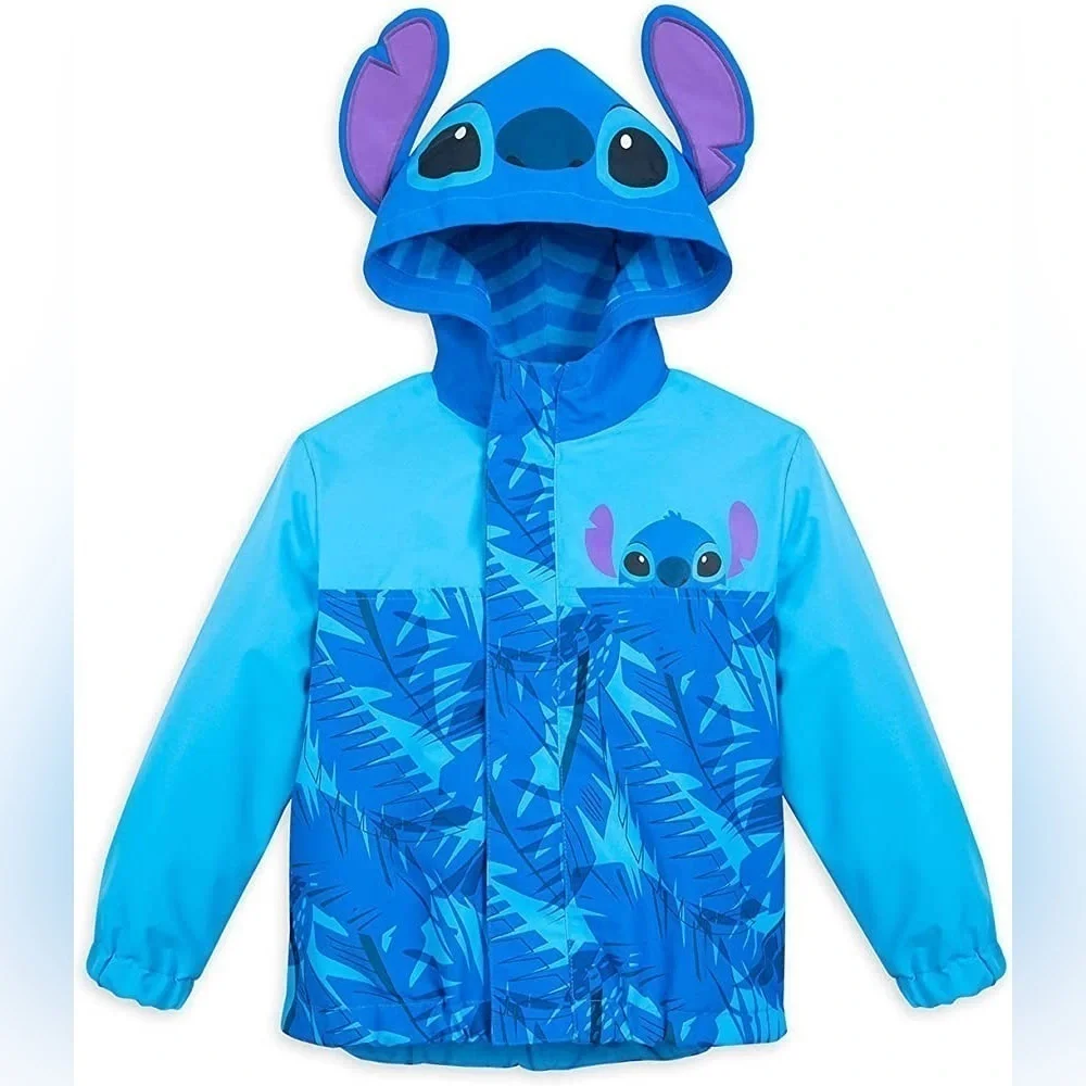 Rare ! Disney Stitch Packable Rain Jacket and Attached Carry Bag for Kids - Picture 1 of 3